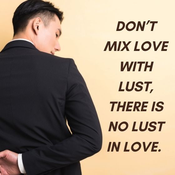 Dont mix love with lust there is no lust in love